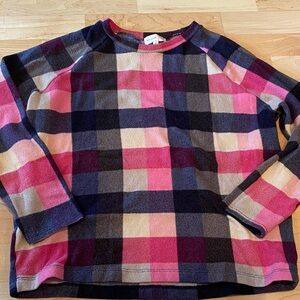 Women’s soft Plaid Long Sleeve medium Top - Pink and Black